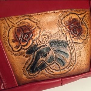vintage GORGEOUS hand tooled western leather purse